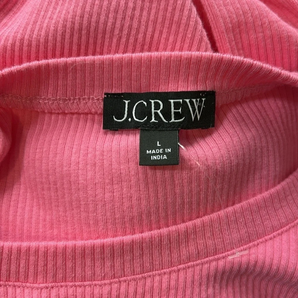 J Crew Vintage rib puff sleeve top Pink lightweight cotton long sleeve Sz L